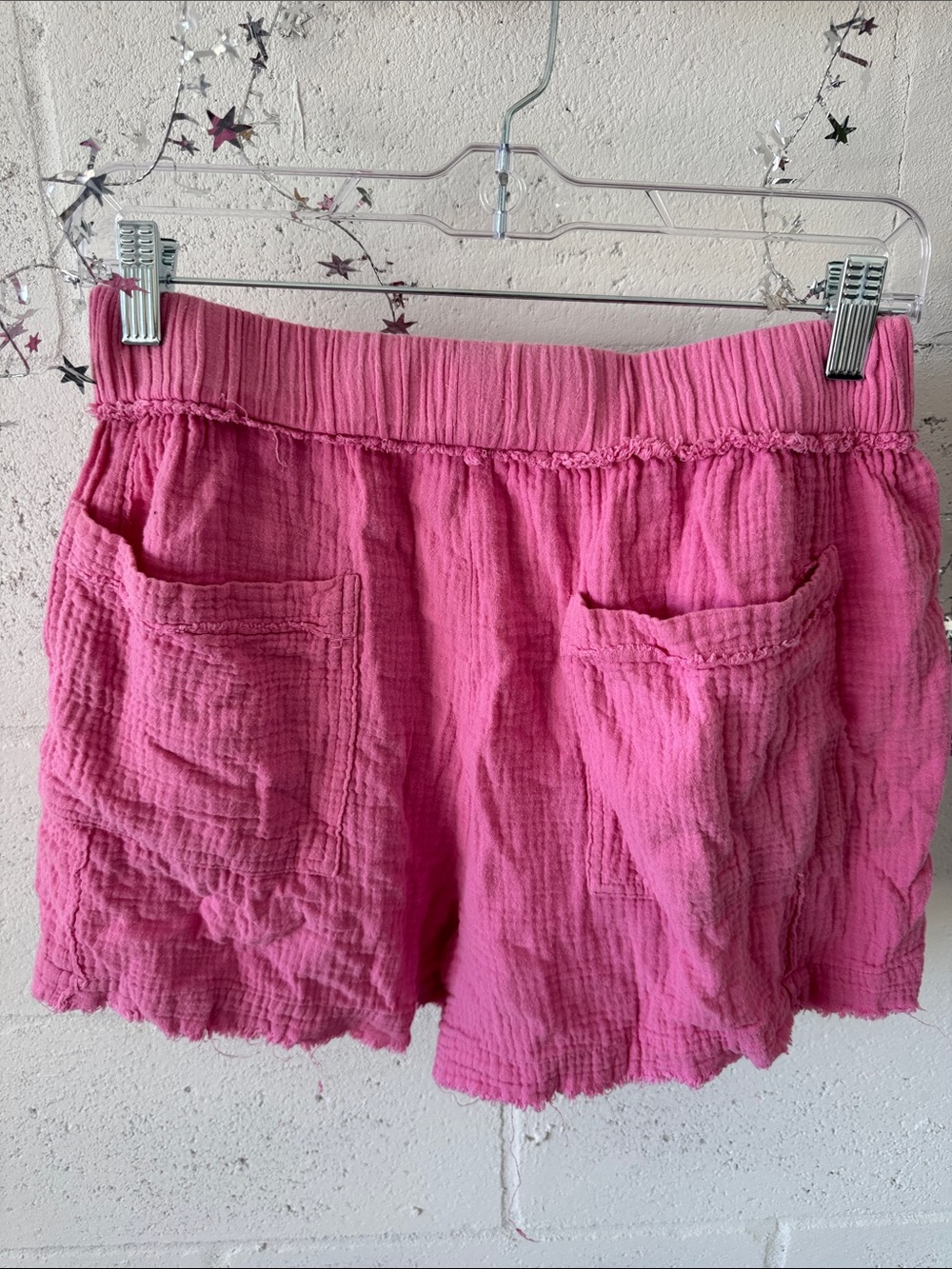 Pink 100% Cotton Elastic-Waist Women’s Shorts - Picture 4 of 4